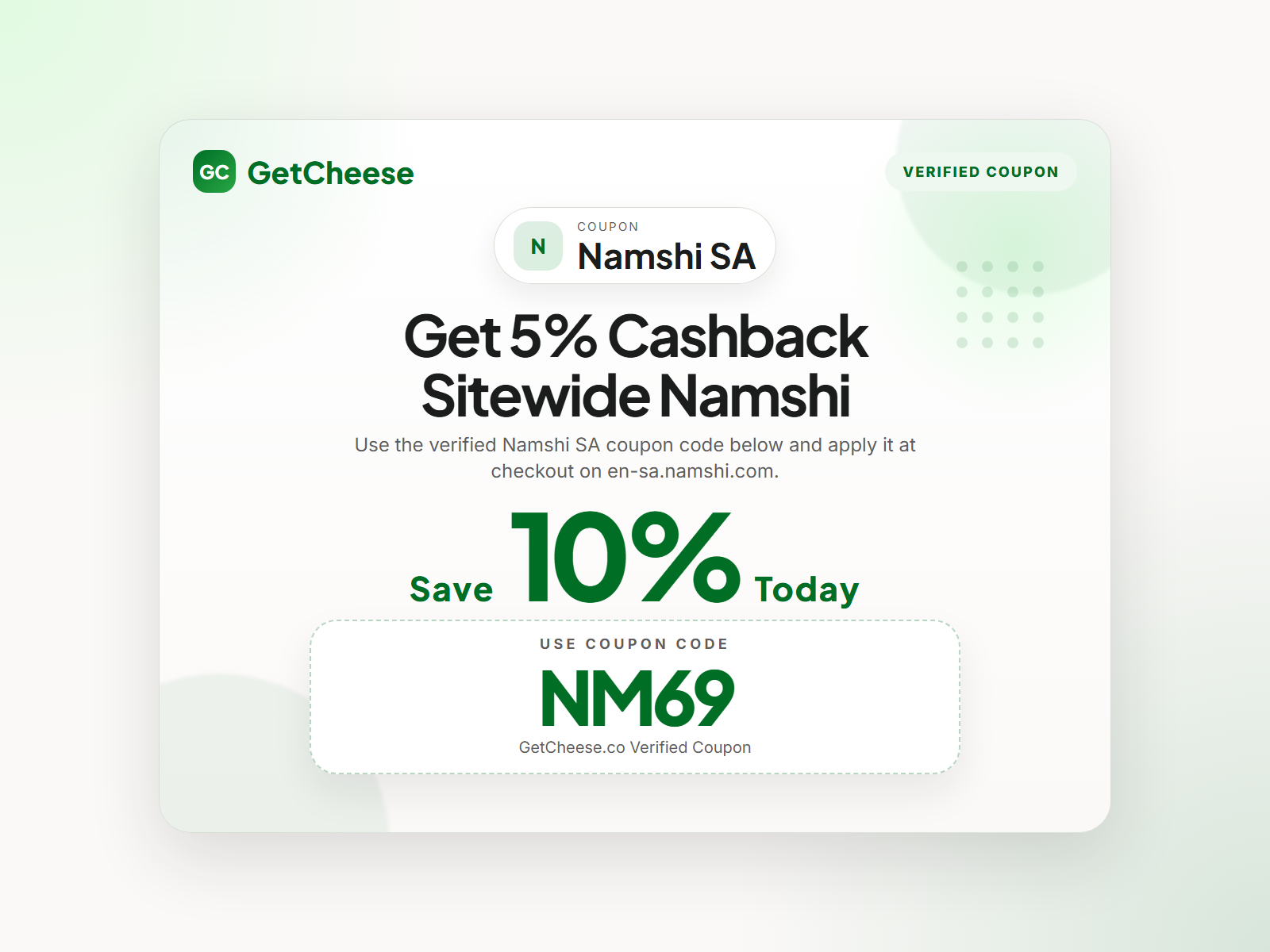 Namshi SA coupon code NM69 for 10% off sitewide at en-sa.namshi.com from GetCheese
